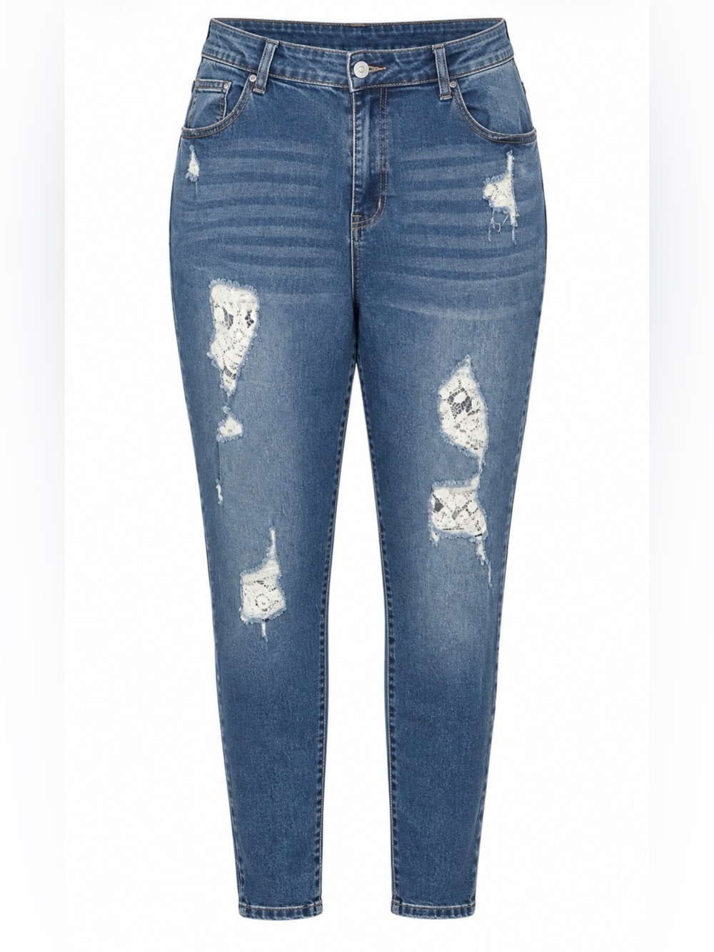 Judy Blue Skinny Fit Distressed Lace Patch Jeans Plus Size 22W